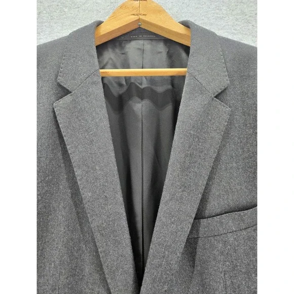 Hugo Boss Lanificio Tesse Bella Italy Dual Vent Gray‎ Blazer Super Jacket 44L